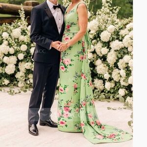 Floral Green Evening Gown